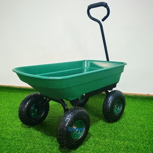 50L Outdoor Four Wheel Hand Garden <span class=keywords><strong>Dump</strong></span> <span class=keywords><strong>Cart</strong></span> Trolley <span class=keywords><strong>Wagon</strong></span> Carrier Wheelbarrow Com Puxando Handle 10 "Pneumáticos Pneus - Product Image 4