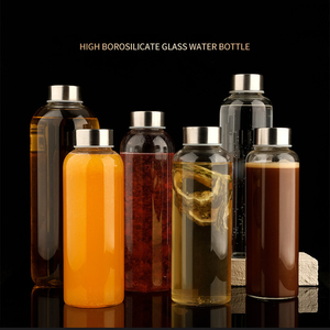 Bouteille d'eau en verre borosilicate avec logo personnalisé, <span class=keywords><strong>grande</strong></span> capacité, bouteille chaude et froide avec couvercle en acier inoxydable SUS304, vente en gros - Product Image 2
