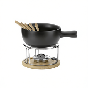 Juego de fondue de queso Kela Natura, 10 piezas, olla de cerámica de 20 cm, base con cucharas de madera para derretir queso - Product Image 2