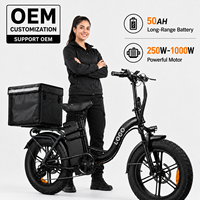 Bicicleta eléctrica de carga con neumáticos gruesos de 48V 50AH para reparto y transporte, venta al por mayor de fábrica, OEM, personalizable.