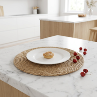 Set de table rond en jonc naturel fait main, 5 tailles, résistant à la chaleur, tapis de table tissés pour la protection de la table de salle à manger et de la cuisine