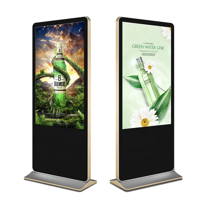 55 inch Indoor Floor Stand Digital Signage Mobile Standing Display Advertising LCD Standalone Golden Signage Display for Egypt