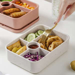 BPA ücretsiz silikon gıda depolama silikon Bento kutusu sızdırmaz beş bölmesi Bento kutusu silikon yemek kabı - Product Image 2