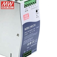 Fuente de Alimentación Industrial Mean Well WDR-240-24 de 240W, 24V10A con Función de Salida de 48V para Riel DIN, Venta de Fuente de Alimentación Meanwell de 24 Voltios