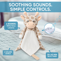Couverture de sécurité pour bébé en peluche girafe avec boîte à sons enregistrable (bruit blanc et berceuses), activée par pression, dotée d'une puce vocale OTP