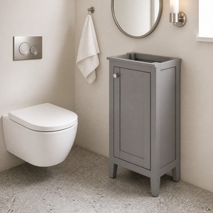 Meuble de salle de bain suspendu en bois massif, style classique, pour petits espaces - Product Image 4