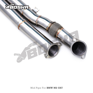 ท่อไอเสียกลาง Boska แบบเดี่ยว ความยาวเท่ากัน สำหรับ BMW M3/M4 G80/G82/G83 3.0T ปี 2021-2025 รุ่น SS304 ขนาด 3 ถึง 4 นิ้ว ท่อขนาดใหญ่ สำหรับ OPF - Product Image 5
