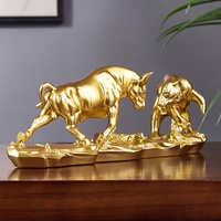 Statue de bœuf doré en résine, sculpture Feng Shui, figurine porte-bonheur et de prospérité, décoration de bureau et de maison, ornement commercial, vente en gros