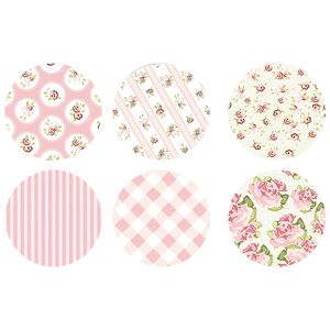 American Country Style Round Flower Checkered Heat Insulation Pad <b>Pink</b> Wooden Cup Mat UV Printed Placemat Picnic Ornament - Product Image 1