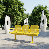 Banc d'attente composite 3 places pour parc extérieur, moderne, durable, résistant à l'eau, en acier galvanisé, pour terrasse urbaine et espace public