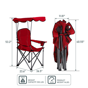 Chaise de camping pliable légère et portable avec auvent, chaise de plage avec ombrage, abordable - Product Image 4