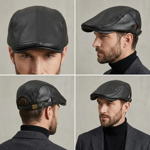 <span class=keywords><strong>Gorra</strong></span> Plana de Cuero PU Vintage para <span class=keywords><strong>Hombre</strong></span>, <span class=keywords><strong>Gorra</strong></span> Retro Estilo Ivy para Otoño e Invierno, Boina Ajustable Resistente al Viento para Uso Diario y de Negocios al Aire Libre - Product Image 2