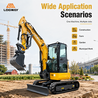 LOGWAY Strong Power Mini Excavator untuk Pemasangan Kabel Utilitas dengan Track Karet dan Boom Swing Pro Mini Excavator