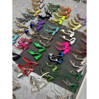 Nouvelles sandales à talons hauts confortables de marque mixte, bout pointu, boucle, chaussures pour femmes, matériau PU, haute qualité