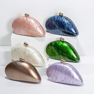 Elegante Bolso de Mano de Resina para Mujer, Bolso de Noche Irregular de Acrílico Rígido con Cierre de Bola Metálica, Estilo Elegante para Fiestas, Bodas y Graduaciones - Product Image 1