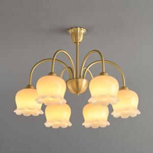 Encantadora Lámpara de Techo de Cristal con Forma de Campana, Estilo Antiguo, Color Dorado, con Colgante de Tulipán, Estilo Cottagecore, <span class=keywords><strong>para</strong></span> Comedor, Dormitorio Principal - Product Image 2