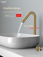 Robinet de lavabo créatif tout en cuivre à poignée unique avec rotation à 360°, à poser sur le comptoir, à double trou, avec cartouche céramique, pour lavabo et toilettes