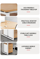 Bureau de travail moderne pour 6 personnes avec poste mobile et meuble de rangement – Ensemble de mobilier de bureau minimaliste pour employés