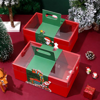 Vente en gros Boîte de papier cadeau de Noël Boîte d'emballage cadeau pliante pour gâteau au chocolat avec poignée de fenêtre en pvc