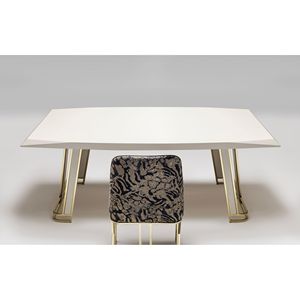 Juego de Comedor Moderno y Duradero de 6 Piezas con Estructura de Hierro, Sillas Rectangulares con Respaldo Sólido, Muebles para Casa, Villa u Hotel, Color Rosa - Product Image 4