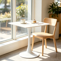 Table à manger carrée en pierre frittée avec piétement en fer, vente directe usine, pour mobilier résidentiel et commercial