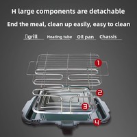 Barbecue électrique d'intérieur compact pour viande avec indicateur de puissance et hauteur de cuisson réglable