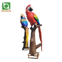 Statue d'animal décorative extérieure en résine, belle Statue de grand perroquet en fibre de verre