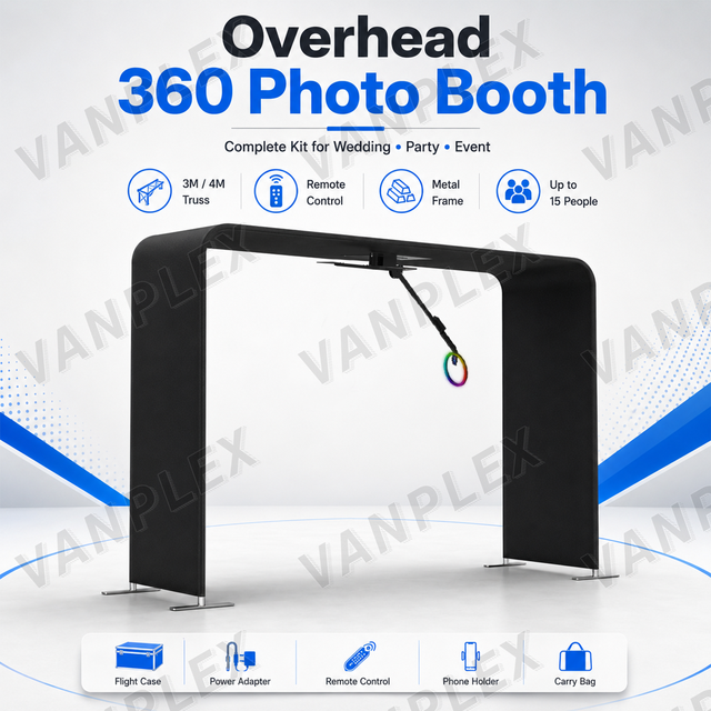 Portable Overhead 360 Photo Booth Machine for Smartphone iPad DSLR, Slow Motion Video Booth for Wedding Reception