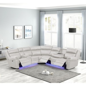 Contemporary Genuine Leather U-Shape Sectional Ottoman Convertible and Extendable <b>Pet</b> Friendly for Apartment Living Room Use - Product Image 3