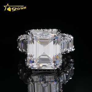 Diseño <span class=keywords><strong>de</strong></span> lujo Banda completa 25.6ct Radiant Moissanite Pass Diamond Test Sparking 925 Sterling Silver Chapado en oro Juego <span class=keywords><strong>de</strong></span> anillos <span class=keywords><strong>de</strong></span> boda - Product Image 4