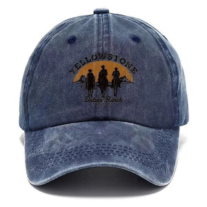 New Arrival Vintage Washed Distressed Baseball Cap <strong>Yellowstone</strong> Dutton Ranch Embroidery Logo Custom Wholesale Dad <strong>Hat</strong> - Product Image 4