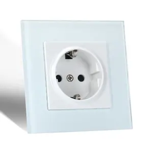 Fashion Style Tempered Glass Panel Electric Germany Socket 250V 16A Eu Type Socket for 20 years Warranty