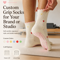 Chaussettes de Pilates pour femmes, chaussettes à double grip personnalisées pour la remise en forme en salle, la danse classique, le yoga antidérapant, chaussettes de Pilates en coton
