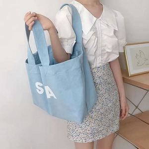 Sac fourre-tout en toile de coton imprimé de haute qualité, motif sérigraphié, sac de plage pliable et lavable pour les courses quotidiennes - Product Image 5