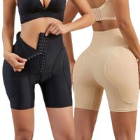 Shorty gainant taille haute à agrafes, effet ventre plat, rembourré pour rehausser les hanches et les fesses, sous-vêtement sculptant pour femme