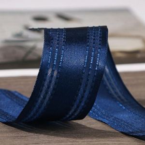 Ruban en satin irisé de luxe de haute qualité, 2,5 cm, lignes cousues, pour la décoration de boîtes de cadeaux de mariage ou de Noël, 50 yards/rouleau - Product Image 5