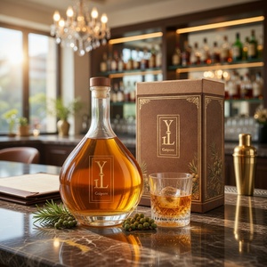 Bouteille en verre de luxe 700 ml en verre super flint, forme personnalisée, vide, pour alcool, whisky, <span class=keywords><strong>tequila</strong></span>, spiritueux, liqueur, avec bouchon scellé, vente en gros - Product Image 1