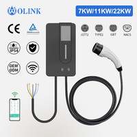 Estación de Carga para Vehículos Eléctricos OLINK de 7kW/22kW, para Hogar y Comercio, 90-250V, 16-48A, Montaje en Pared