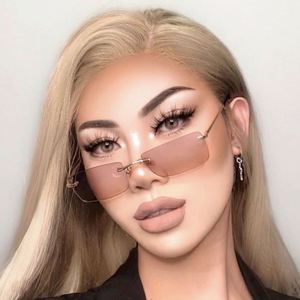 Gafas de Sol Cuadradas con Marco Metálico Retro, Lindas, con Logotipo Personalizado, Protección UV400, Rectangulares, sin Montura, para Hombre y Mujer - Product Image 1