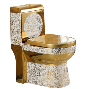 Stripe Flower Pattern Golden Siphonic Tornado <strong>Toilets</strong> Porcelain Sanitary Ware Wc <strong>Flash</strong> Luxury Bathroom Ceramic One Piece <strong>Toilets</strong> - Product Image 4