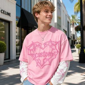 Camiseta Personalizada para Hombre, <span class=keywords><strong>de</strong></span> Gran Tamaño, <span class=keywords><strong>de</strong></span> Alta Calidad, con Paneles, 100% Algodón, Estampado Chenille Informal, Logotipo Personalizado, Estilo Hip Hop Urbano - Product Image 1