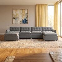 Canapé modulaire moderne en chenille écologique, sectionnel, surdimensionné, à assise profonde, en forme de L, 4 places, confortable, ensemble de canapés nuage, 2 modules mobiles