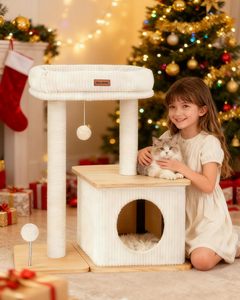Structure d'escalade pour <span class=keywords><strong>chat</strong></span> d'intérieur moderne, style <span class=keywords><strong>nordique</strong></span>, avec poteau à gratter, lit rembourré et appartement confortable, adapté aux chats adultes - Product Image 5