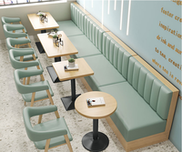 Canapé-banc de café commercial vert pour hôtel et restaurant, mobilier de banquette, ensemble table et chaises en bois