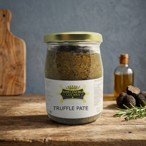 SALSA DE TRUFAS NEGRAS Norcinería Lucana Certificación BRC Uso Profesional Aderezo para PIZZA y PASTA 500g Hecho a Mano con Trufas Silvestres Picadas Hecho en Italia - Product Image 3