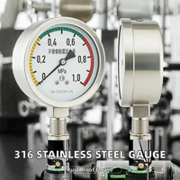 Pengukur Tekanan Berisi Oli DWEL Stainless Steel 316 1/4in DN150  50mm 60mm 100mm 150mm Pengukur Tekanan Pipa Industri