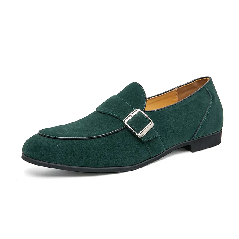 Fashion Design Suede Leather Mens Loafers Black Green Casual Dress Shoes for Wedding Party Shoes Big Size 38-46