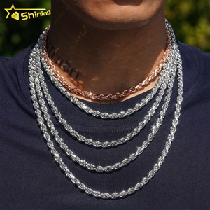 Chaîne Corde Mode Haute Joaillerie 6mm Hip Hop Luxe Argent Sterling 925 Haute Qualité Plaqué <span class=keywords><strong>Or</strong></span> 18 carats Personnalisé pour Hommes - Product Image 2