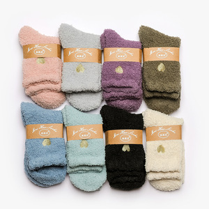 <strong>Wholesale</strong> Winter Thicken Cozy Fluffy Thermal Woman Stockings Cute Embroidery Love Heart <strong>Fuzzy</strong> Warm Women Floor <strong>Socks</strong> - Product Image 1