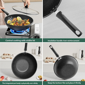 <span class=keywords><strong>Wok</strong></span> antiadhésif de qualité supérieure, poêle à frire sans fumée pour la maison, compatible avec toutes les plaques de cuisson pour une cuisine quotidienne facile - Product Image 4